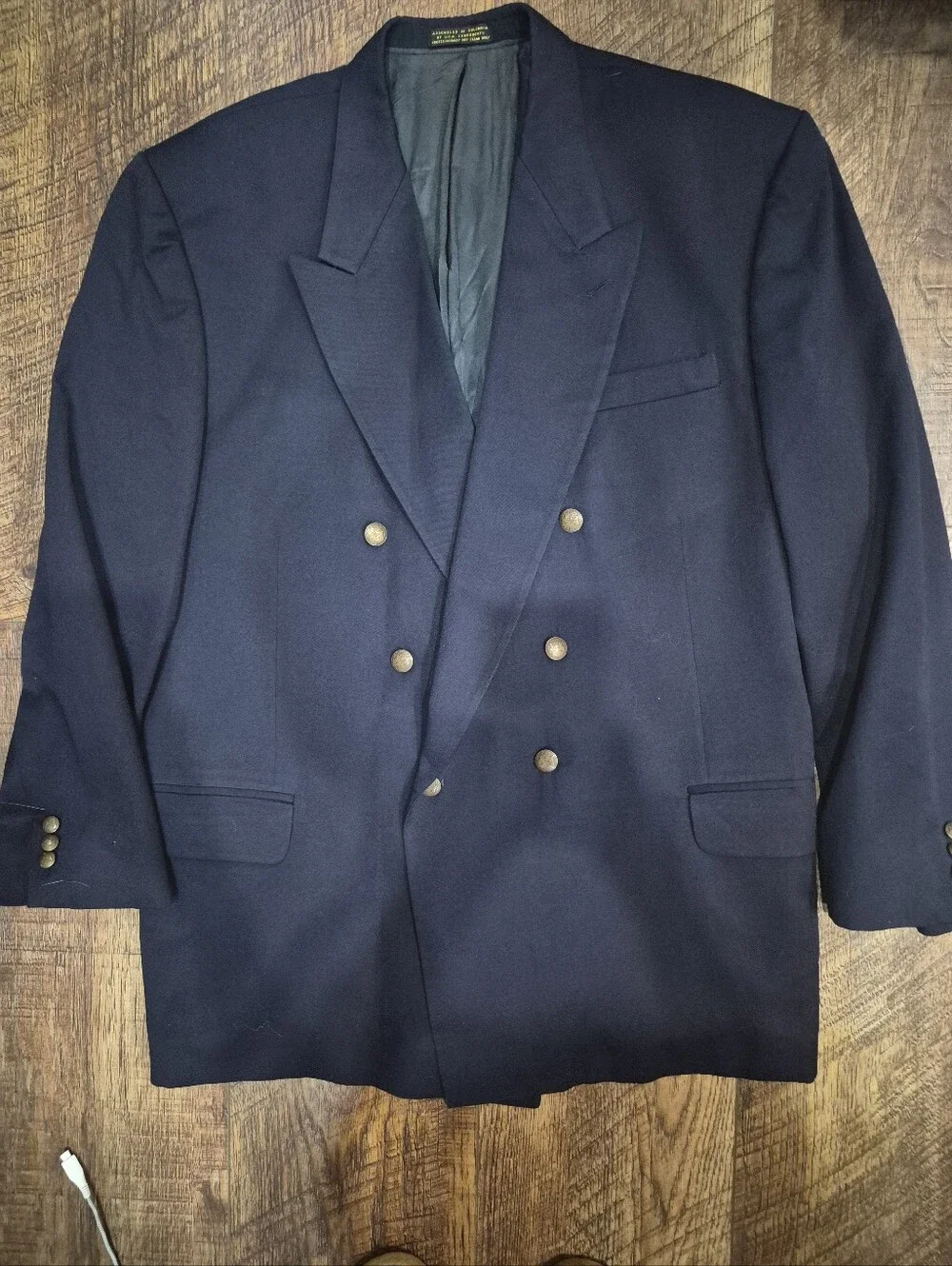 Vintage Oscar De La Renta Suit Blazer Double Breasted Jacket Brass Size 46